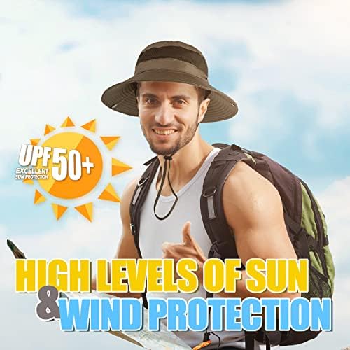 Koolsoly respirável larga lareira chapéu de boonie ao ar livre à prova d'água de 50+ Proteção solar Mesh Safari Sun