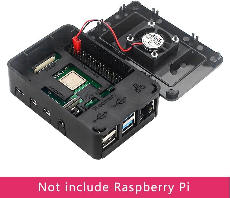[Acessórios OEM] Caixa de gabinete de casca ABS Caixa de gabinete preto Ventilador de resfriamento compatível para Raspberry