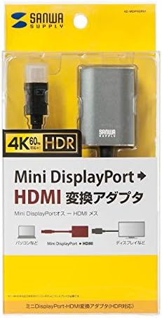 Sanwa Supply Ad-Mdphdr01 Mini Displayport para adaptador de conversor HDMI, compatível com HDR, 5,9 polegadas