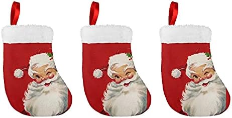 Coeqine 6 Pacote de meias de meias de Natal Min meias, Red Papai Noel Pattern Padrão de Natal Ornamento Esperando