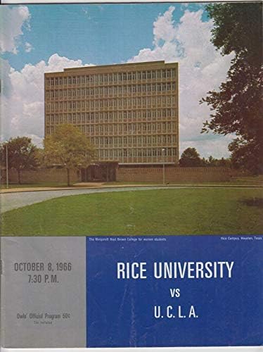 1966 UCLA Bruins v Rice Owls Futebol Program 10/8 Rice Stadium 53283B31 - Programas da faculdade
