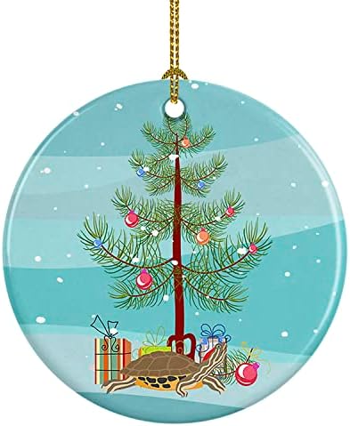 Tesouros de Caroline CK4543CO1 Slider Slider Tartaruga Feliz Natal Cerâmica Ornamento, decorações de árvores de Natal,