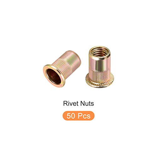 Metallixity Rivet Nuts 50pcs, porcas de inserção com rosca enrolada por aço carbono - para figuradores mecânicos