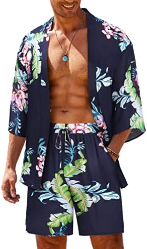 Coofandy masculino masculino masculino masculino Kimono Cardigan Jacket Set