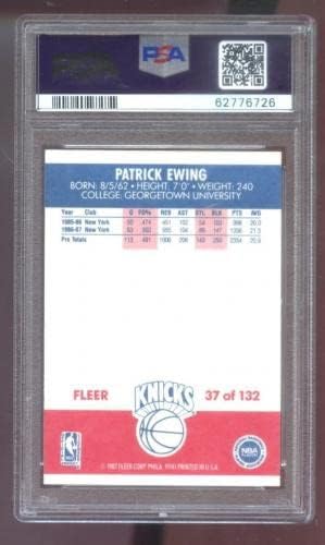 1987-88 Fleer #37 Patrick Ewing Pat PSA 8 Cartão de basquete classificado NBA 87-88 1988-Cartões de basquete não assinados