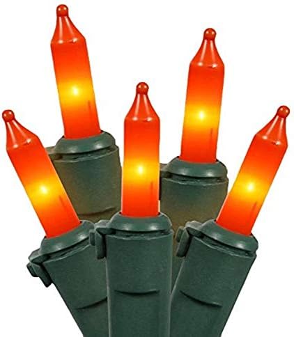 Vickerman 33 'Orange Christmas Mini Light Situado no fio verde, fita de luz de Natal com 100 luzes incandescentes