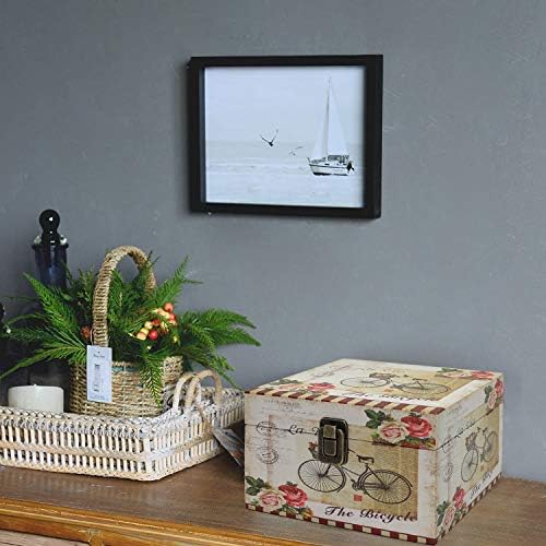 Jolitac Wooden Storage Box Conjunto de 3, caixas decorativas vintage com decoração de tampa, caixas de nidificação de armazenamento de madeira com trava, caixa antiga rústica para manter fotos, jóias, dinheiro