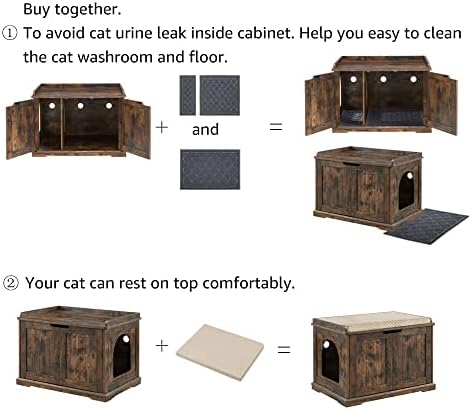 UNIPAWS Designer Banco de armazenamento de banheiro de gato, tampa da caixa de areia com estrutura de madeira resistente,