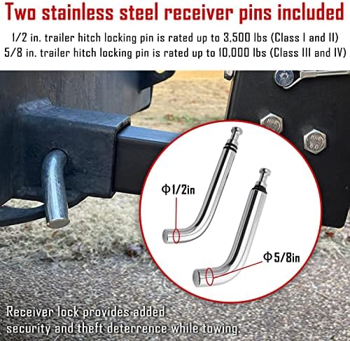 Portador de pneu sobressalente de engate Sparkwhiz, montagem de pneus sobressalente de reboque de construção dobrável com hitch mais apertado+1/2 e 5/8 de diâmetro de pino trailer trava de engate para caminhão SUV, ATV, UTV para receptor de 2 polegadas