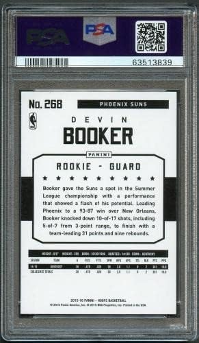 2015-16 NBA Hoops #268 Devin Booker Cartão Auto assinado PSA Slabbed RC autografado - Basquete cortou cartões autografados