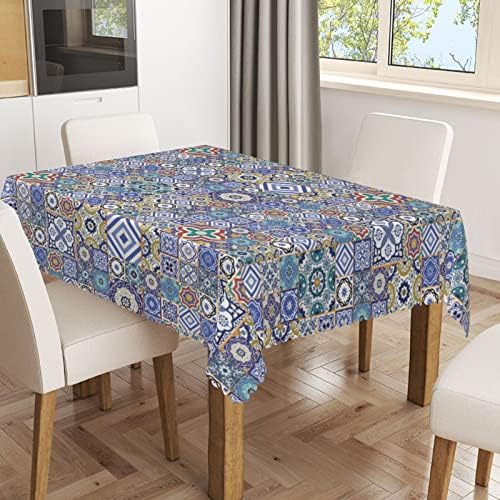 Toleta de mesa de padrão marroquino 52x70 polegadas, roupas de mesa de retângulo para mesas de 4 pés-capa de mesa reutilizável resistente