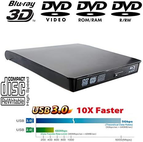 USB-C externo 6x 3D Blu-ray Writer Player Drive, para Dell Inspiron 15 5000 3000 7000 Series 5570 2-em 1 laptop para
