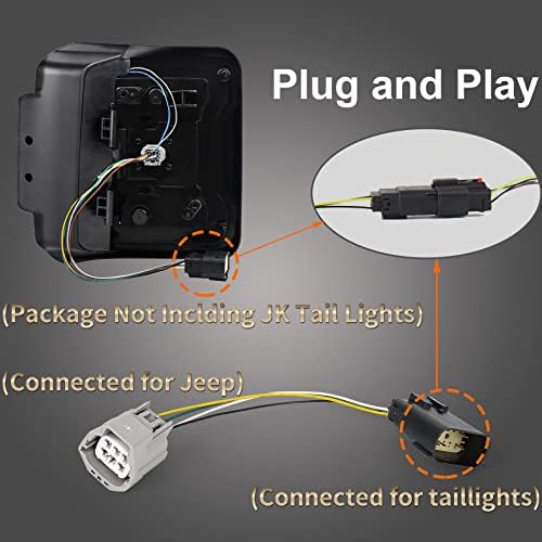 MOVOTOR JK/JKU Adaptadores de luzes traseiras Plug Plug and Play Adaptadores compatíveis com Jeep Wrangler JK JKU 2007-2018 Rubicon