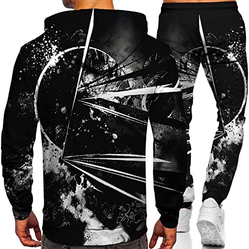 Urvip unissex 3D Digital Sweatshirt e Sweatpantes Pullover abstrato Rodty Padrão de capuz de capuz de 2 peças roupas
