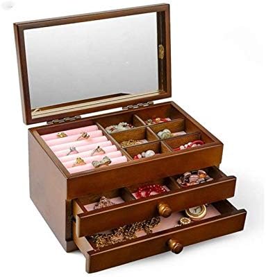 Caixa de jóias de madeira scdhzp, gabinete de jóia de armário de armário de colar de colar de colar