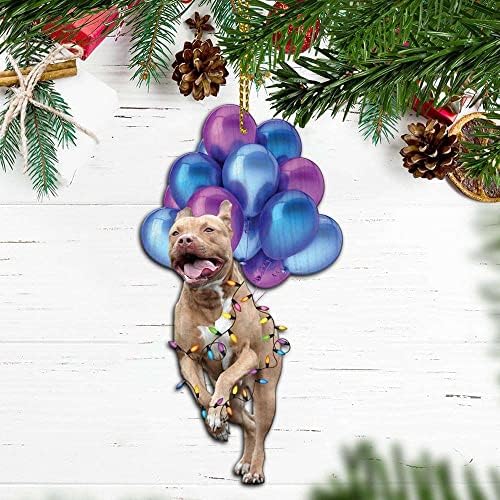 The Hygge Life Just Pitbull com balões, ornamento de Natal Pitbull, Pitbull Gifts, Gift for Pitbull Amante 2021 Ornamentos