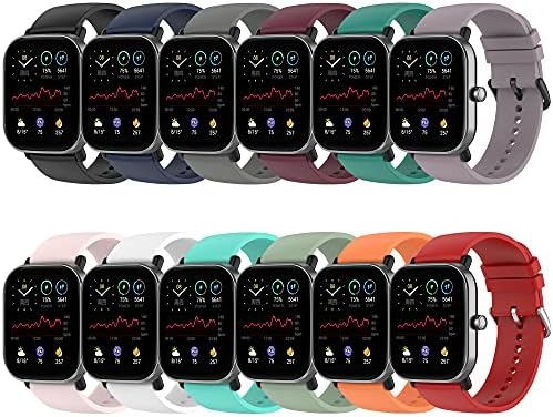 Substituição de banda QGHXO para Amazfit Bip, Substituição de banda de silicone macio para Amazfit Bip/Bip Lite/Bip S/Bip U/GTS/GTS 2/GTS 2E/GTS 2 Mini/GTR 42mm Smartwatch