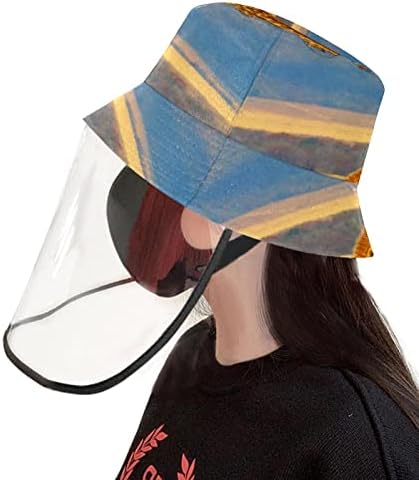 Chapéu de proteção para adultos com escudo facial, chapéu de pescador anti -sol, girafa de animais africanos