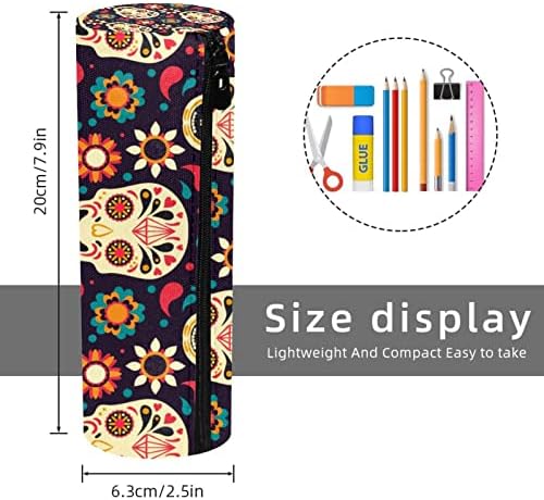 Retro Sugar Skull Floral Pattern Pattern Case de lápis Student Peike bolsa zíper bolsa de maquiagem de maquiagem de cosméticos