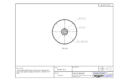 Tsubaki 100BTL54 Roller Chain Sprocket, Single Strand, Design de Taperlock, Bucha 3020 necessária, 54 dentes, 100