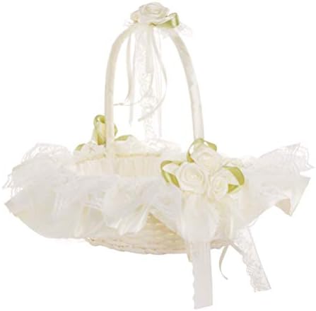 AMOSFUN CASCO DE FLORES DE FLORES DE CASAMENTO Cesta de fitas de renda para decoração de cerimônia de casamento 22 x 25cm