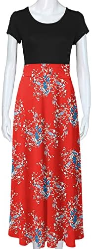 Vestidos maxi de verão gamivast para mulheres 2023 Boho floral manga curta de manga curta de vestido de vestido de vestido