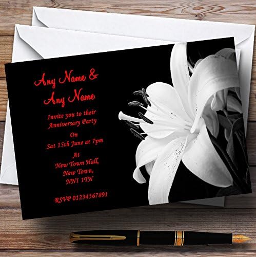 Fluste deslumbrante de Lily Flor preto Branco Vermelho Festa de Aniversário de Casamento Personalizado I.