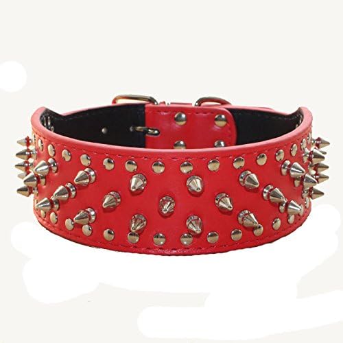 Haoyueer Faux Leather Spiked Countded Dog Collar para Médio Grandes Dogs Pit Bull Mastiff Bully Boxer