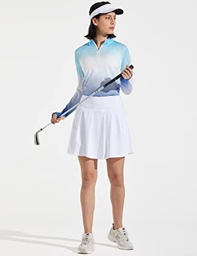 Camisa de golfe de manga comprida feminina de libin camisa de treino meio zip