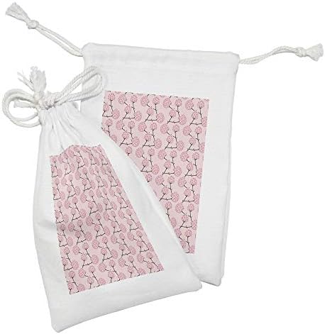 Conjunto de bolsas de tecido floral de Ambesonne de 2, Hydrangea Flowers Desenho de galhos de primavera simplista de estilo,