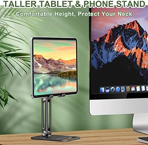 Smoto de telefone/tablet, altura e ângulo Ajuste o suporte de alumínio, suporte de mesa portátil dobrável para iPhone, iPad, Samsung