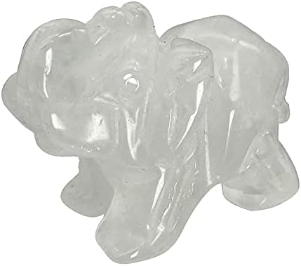 HSLUTIEE 1.5 Figuras de elefante de pedra cristalina de cura, a mão esculpida Lucky Guardian Elephants Pocket Stretypimen Reiki Fengshui Decoração da casa da mesa, quartzo de rocha