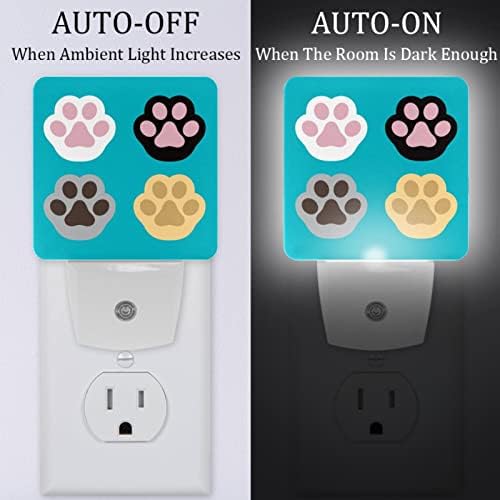 Color Cat Paw Led Night Light, Kids Nightlights for Bedroom Plug Int Wall Night Lamp Brilho ajustável para escadas do quarto Decoração