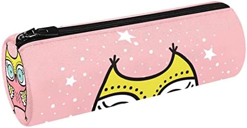 Coruja em estrelas Pink lápis case de estacionamento estudante papenaria bolsa zíper bolsa maquiagem de maquiagem bolsa