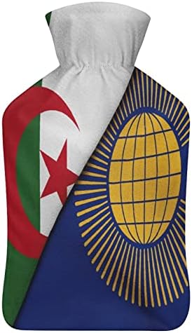 Bandeira da Argélia e da garrafa de água quente da Commonwealth britânica 1000ml Bolsa de injeção de água macia que quente para