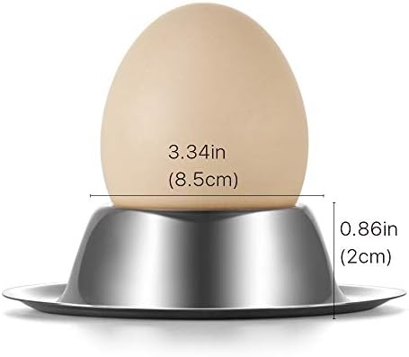 Flexzion Egg Cup Selder de 6 pacote - xícaras de ovo de aço inoxidável pratos de seis peças Acessórios para o suporte para utensílios de manobra para a colher de ovo cozido de ovo macio para café da manhã Brunch de cozinha