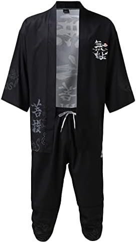 Cardigã Kimono Japonês Japonês Conjunto Elegante Casaco Fronteiro Longo Com Calças Corteadas Estilo Chinês Impresso Ternos Casuais