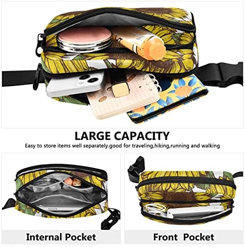 Pacotes de girassóis fanny for masculino saco de cinto com alça ajustável Cintura da cintura bolsa de bolsa de crossbody para viajar