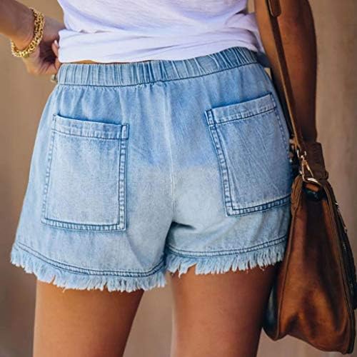 Shorts para mulheres elásticas casuais Caso de cordão confortável shorts de verão largura de calças de bolso curto