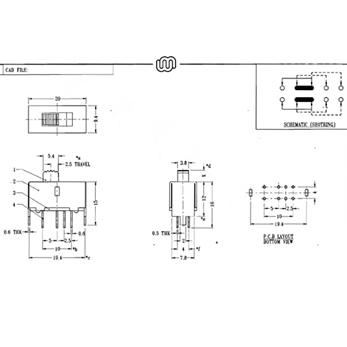 Bienka 10pcs micro mini alternância botão 8 pinos 3 posição 2p3t interruptores de alternância dupla interruptor deslizante