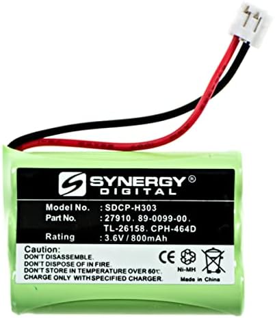 Synergy Digital Cordless Phone Battery, compatível com AT&T E598-2 telefone sem fio, Ultra Hi-Capacity Battery