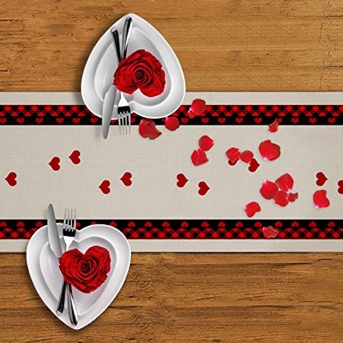 Dia dos Namorados Gnomo com Table de Girassol Runner, Anniversary Holida de Casamento Casamento Coração Plaids Decoração de Table