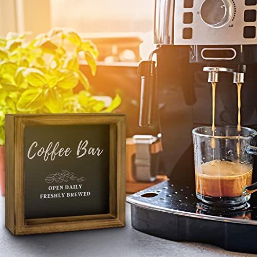 Coffee Bar Signs Decor Coffee Sign Kitchen Wall Decor Farmhouse Decoração de mesa de café moderna com moldura de madeira