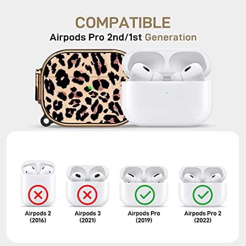 MaxJoy para airPods Pro 2ª geração/1ª geração de casos com trava, Leopard AirPod Pro 2 Caso Protective Hard iPods