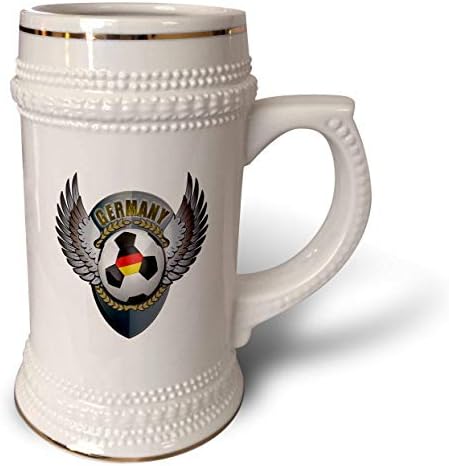 Bola de futebol da Alemanha 3drose com o alemão de futebol do time de crista - Stein Mug, 18oz, 22oz, branco