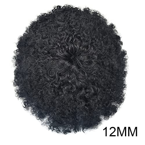 Singa Hair Afro Toupe para homens negros Sistema de substituição de 6 mm de 6 mm invisível injeção de poli Pol de poli -onda afro pêlo humano fino homens de cabelo de aparência natural de aparência afro -americana unidade de peruca