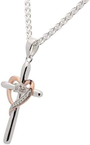 TODOS os santos patronos Colar de diamante em forma de coração para mulheres - 925 colar cruzado de prata esterlina para mulheres
