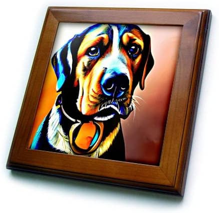 3drose Awesome Labrador Retriever Dog Retrato. Tiles emoldurados de arte digital