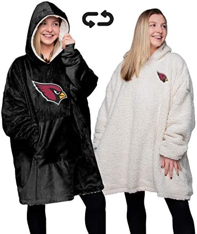 NFL ARIZONA Cardinals Unissex reversível Sherpa Hoodie Sorto Big Logo LogoeezReversível Sherpa Hoodie Selto Capuz Grande Logoez, cor da equipe, Tamanho único