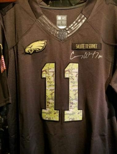 Carson Wentz assinou a Saluta Camo de Philadelphia Eagles para o serviço de Jersey Fanatics - Jerseys autografadas da NFL